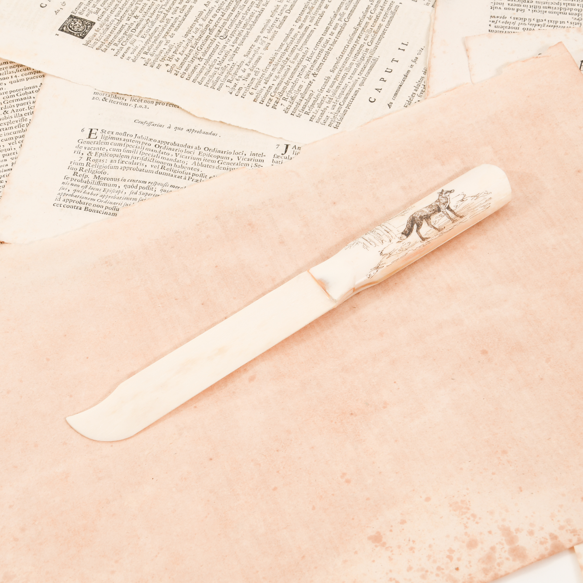 Fox Etched Ox Bone Letter Opener