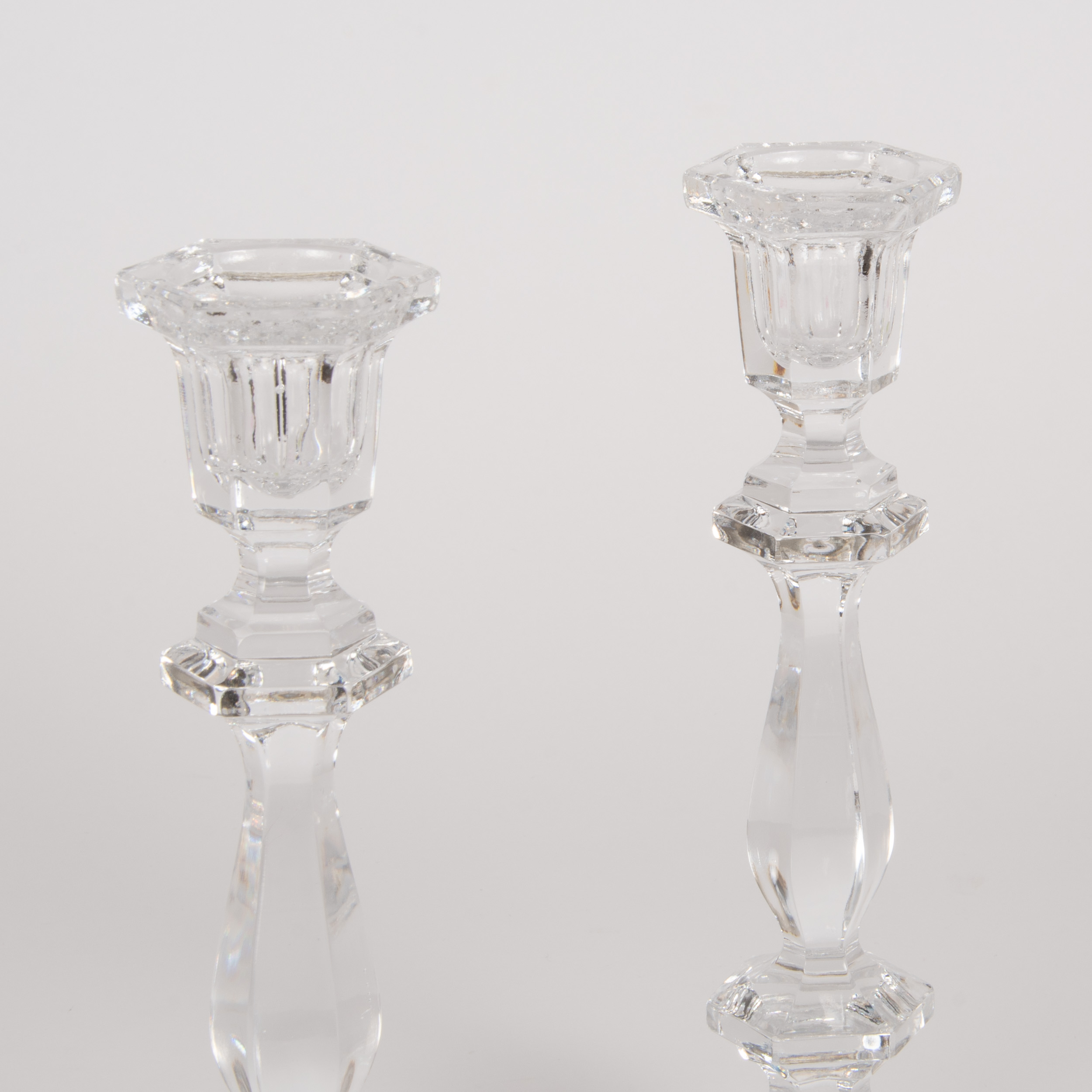 Glass Candle Sticks, Pair, 10" - Image 6