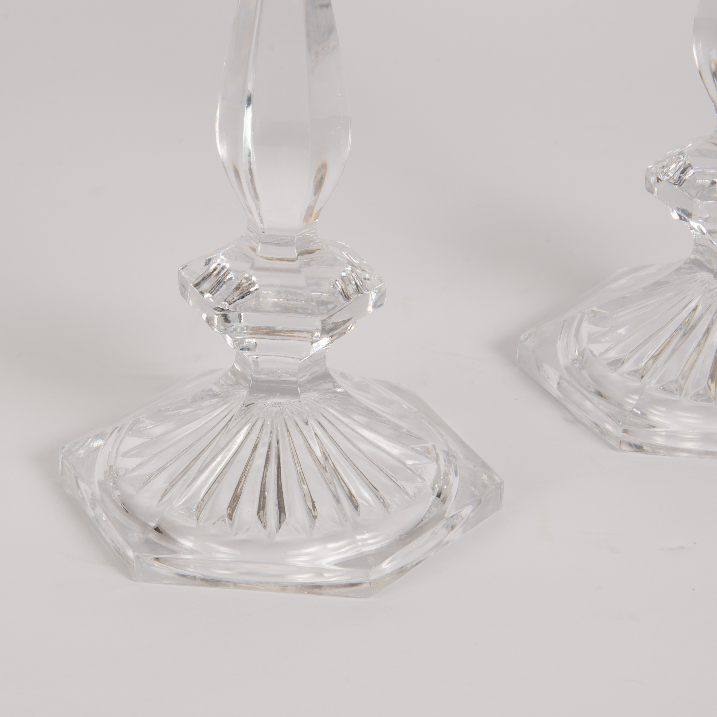 Glass Candle Sticks, Pair, 10" - Image 4
