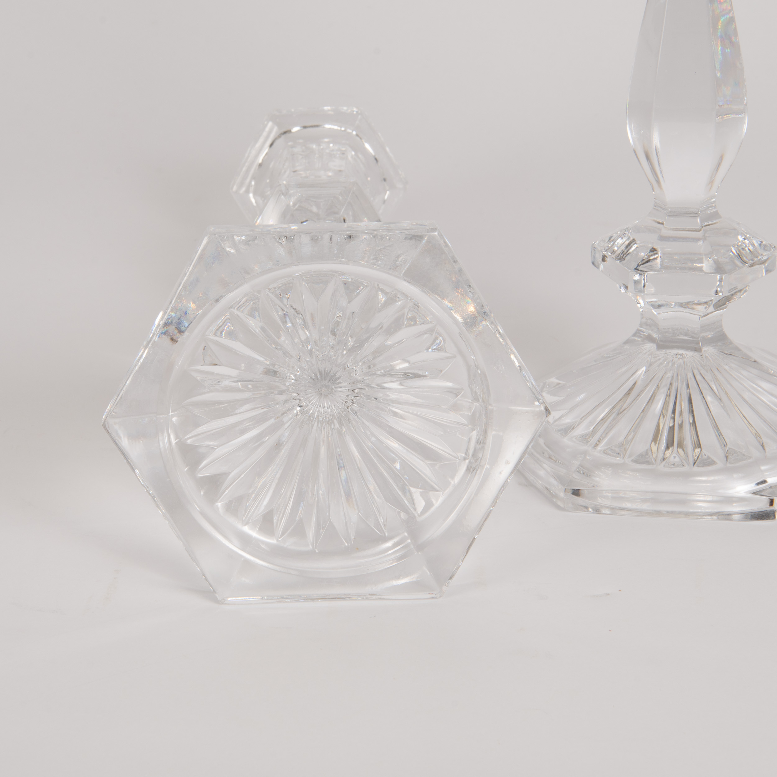 Glass Candle Sticks, Pair, 10" - Image 3