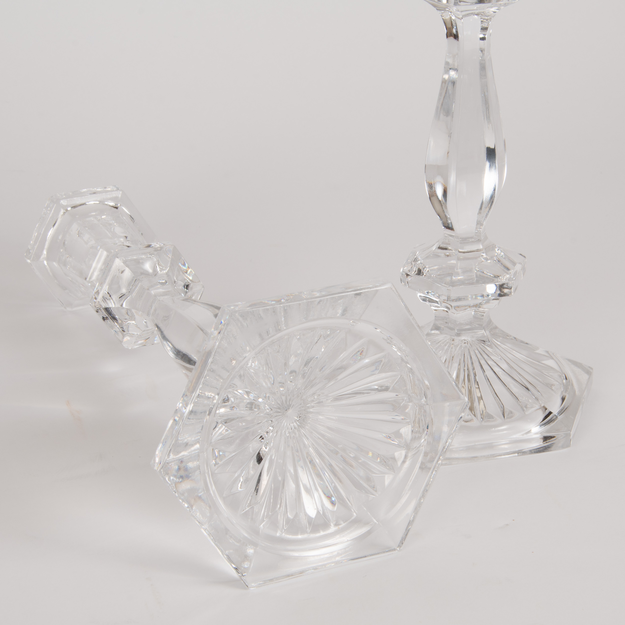 Glass Candle Sticks, Pair, 10" - Image 2