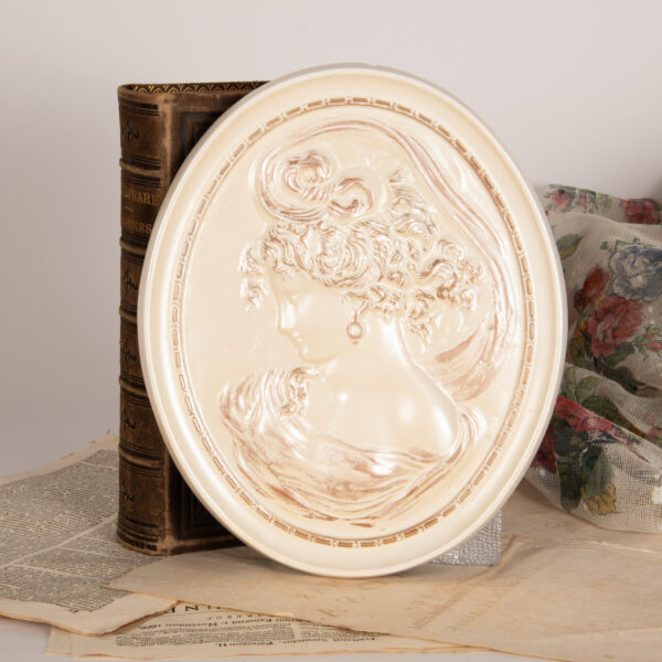 Chalkware cameo plaque - beautiful woman