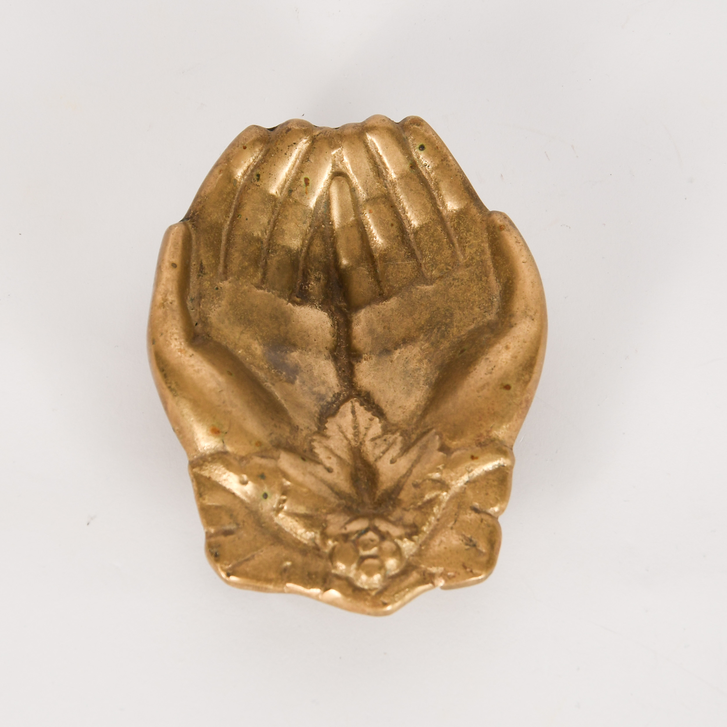Brass Clasped Hands Grape Leaves, Trinket Dish - Image 2