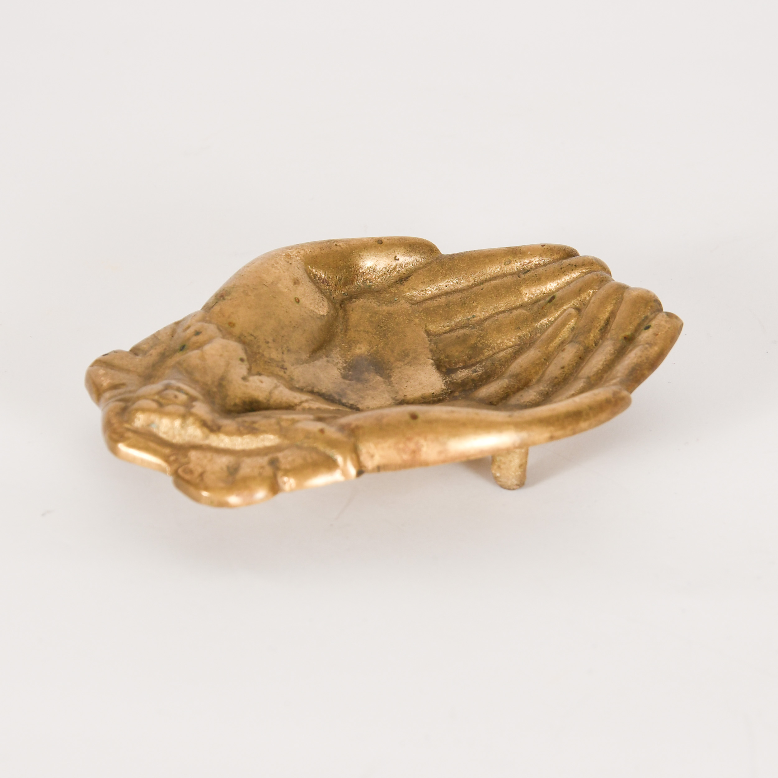 Brass Clasped Hands Grape Leaves, Trinket Dish - Image 3