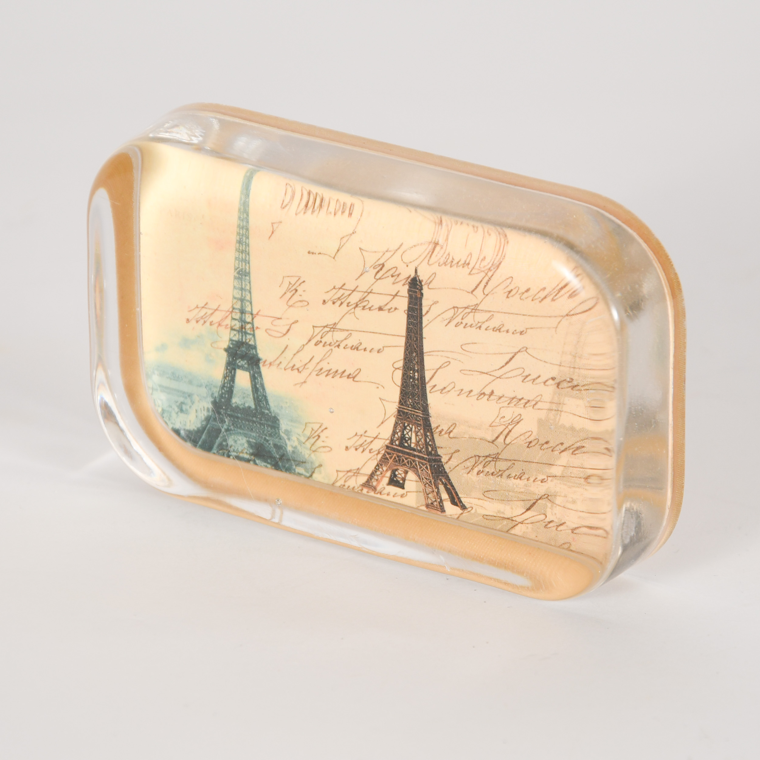 Eiffel Tower Clear Glass Rectangle Cube Paperweight - Image 4