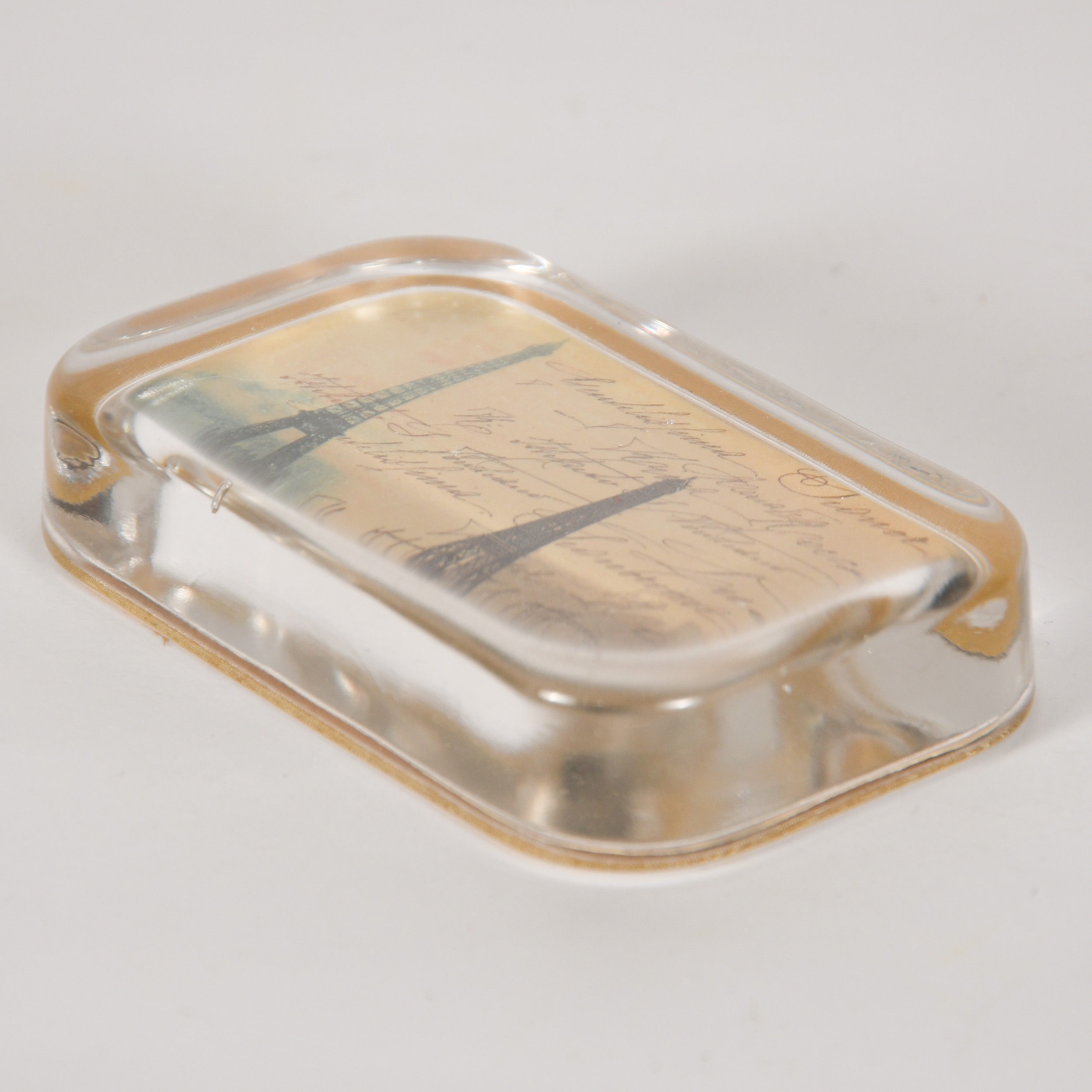 Eiffel Tower Clear Glass Rectangle Cube Paperweight - Image 6