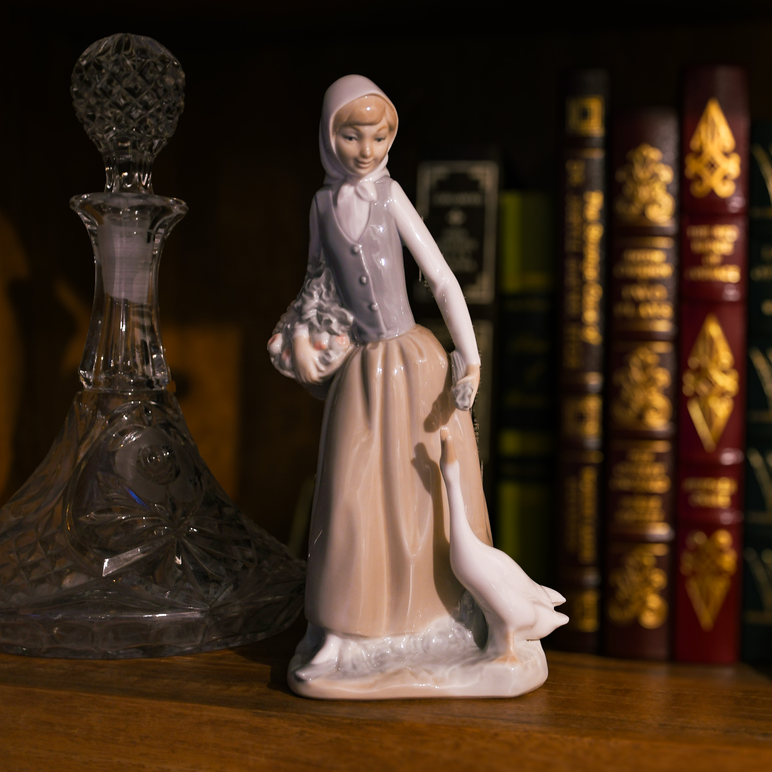 NAO by Lladró Girl with Flower Basket and Goose
