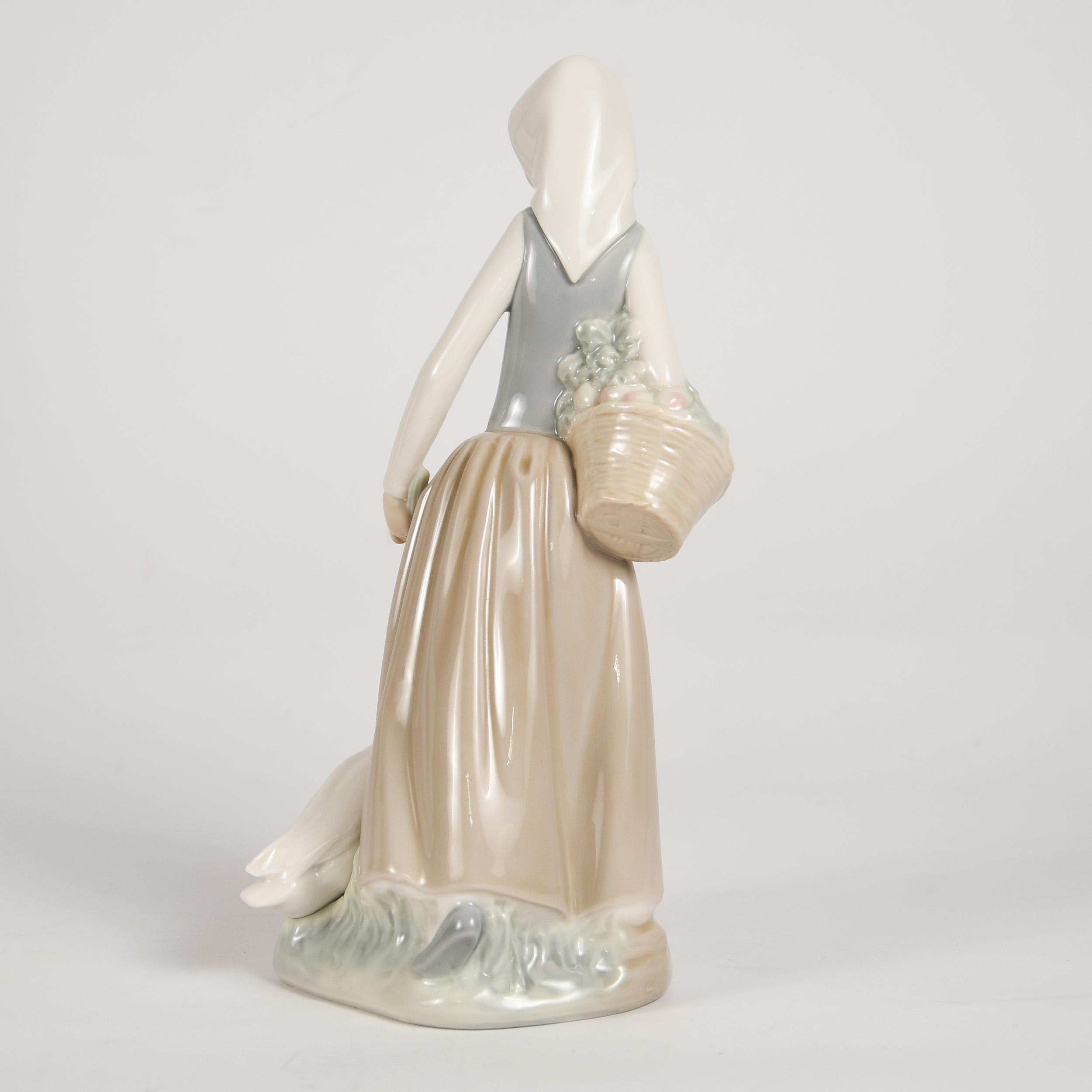 NAO by Lladró Girl with Flower Basket and Goose - Image 4