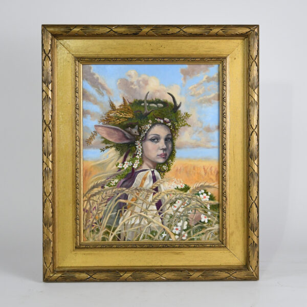 "Jackalope Girl" Original Oil Painting, 11"x14"