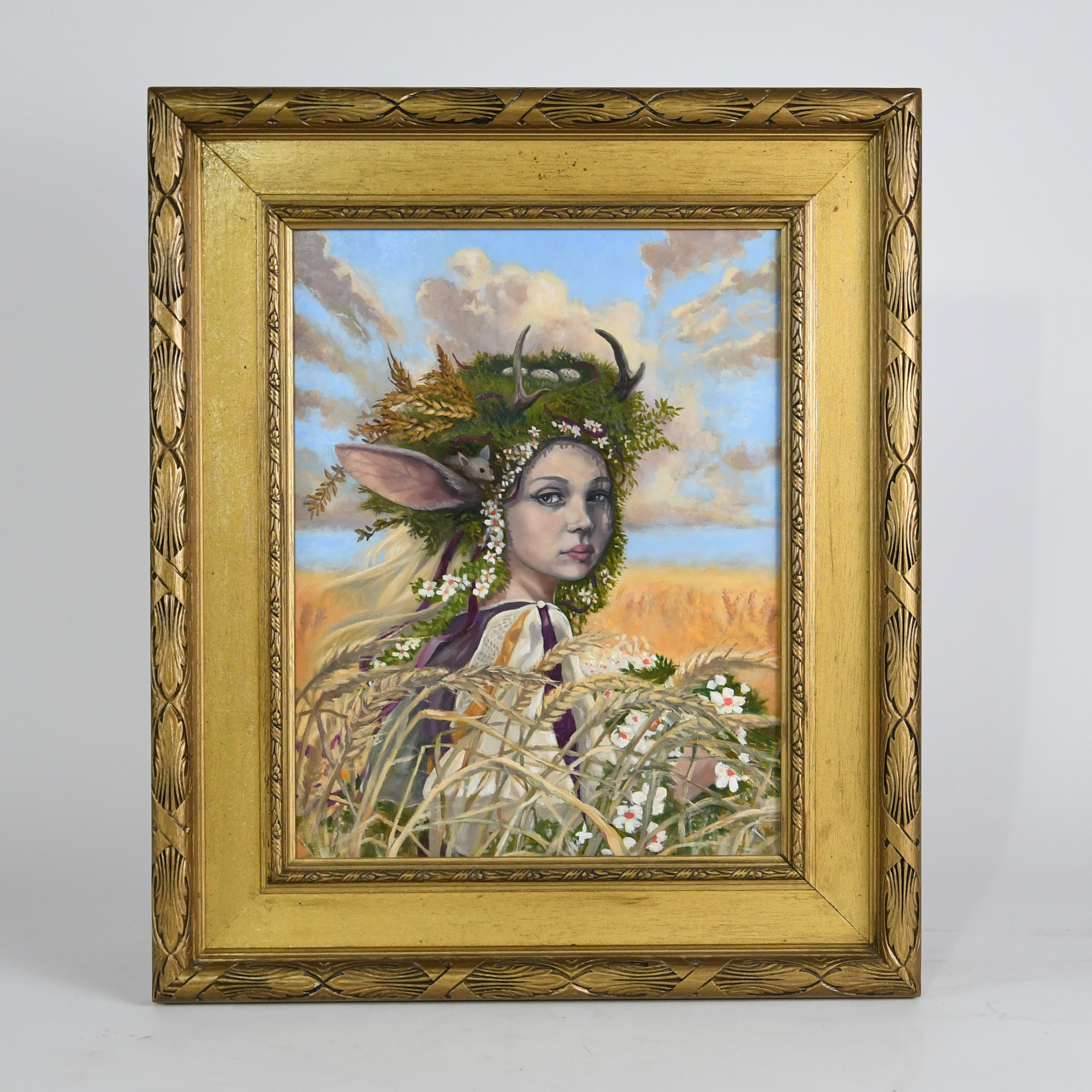 "Jackalope Girl" Original Oil Painting, 11"x14"