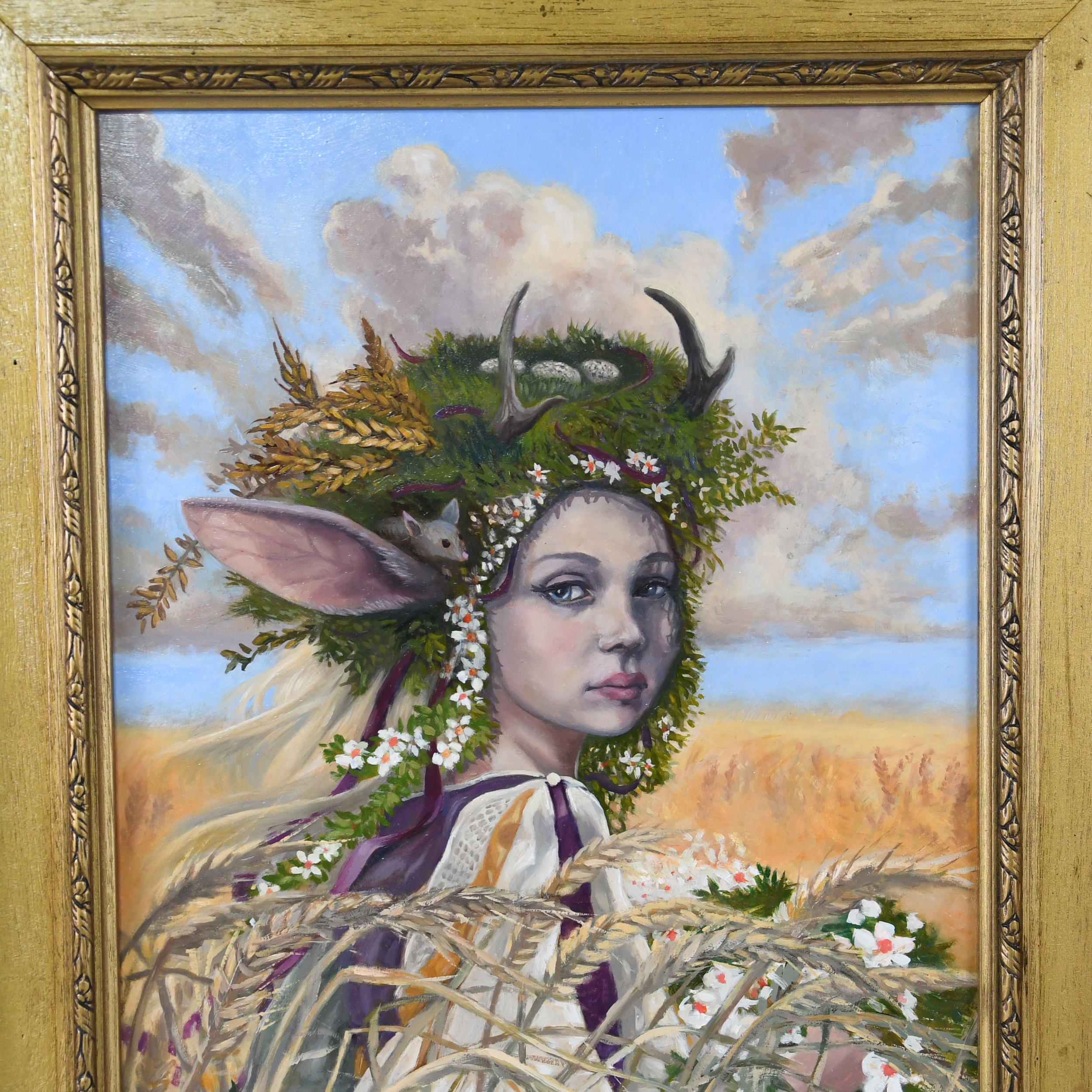 "Jackalope Girl" Original Oil Painting, 11"x14" - Image 7
