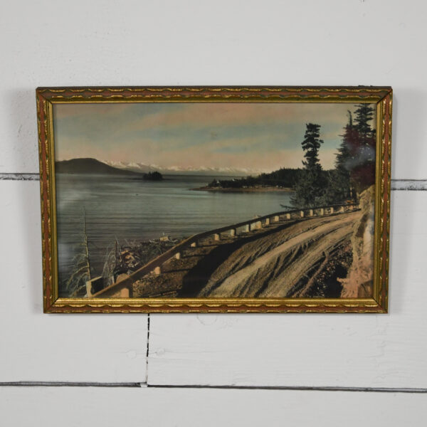 Vintage Alaska Photo, Seward Highway, Ed Andrews, Hand Colored, Antique Frame, 1920s